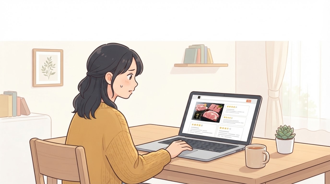 和牛セレブの口コミを調べて悩む女性