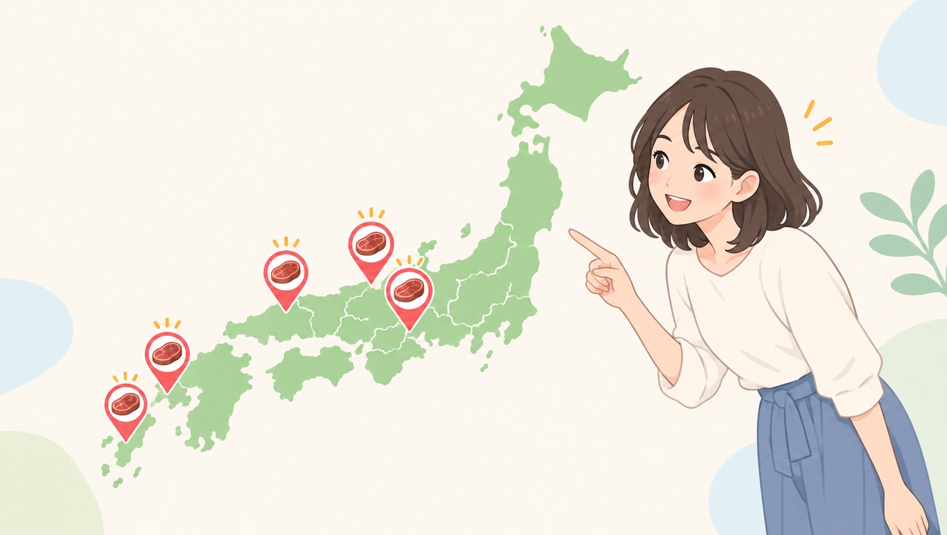 和牛セレブの返礼品がある自治体を確認する女性